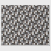 Schwarzes und graues Pixelated Muster Geschenkpapier (Flach)
