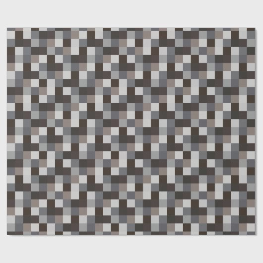 Schwarzes und graues Pixelated Muster Geschenkpapier (Flach)