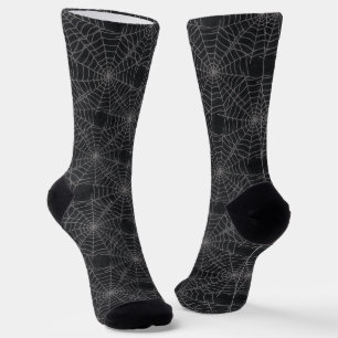 Schwarzes und graues Spinnennetz-Gotikmuster Socken