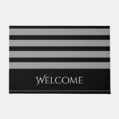Schwarzes und graues Streifen-Willkommen Fußmatte (Vorderseite)