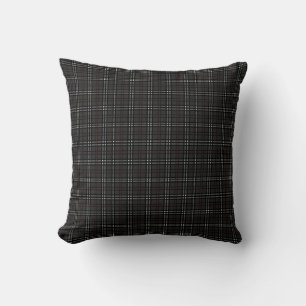 Schwarzes und graues Tartan-Muster Kissen