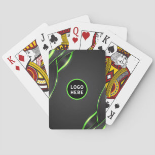 Schwarzes und grünes abstraktes Fluid-Design   Log Spielkarten