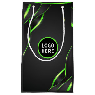 Schwarzes und grünes abstraktes Fluiddesign Logo Kleine Geschenktüte