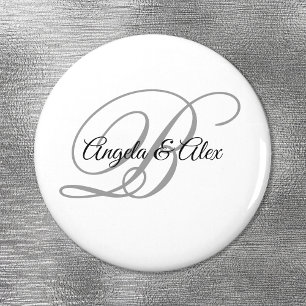 Schwarzes und hellgraues elegantes Skript-Monogram Magnet