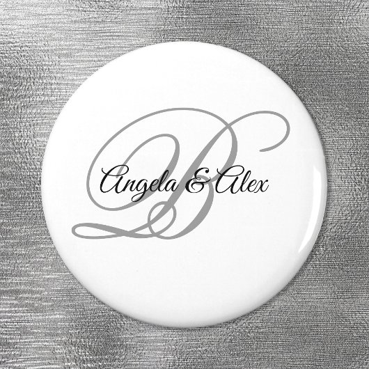 Schwarzes und hellgraues elegantes Skript-Monogram Magnet
