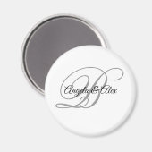 Schwarzes und hellgraues elegantes Skript-Monogram Magnet (Vorderseite/Rückseite)