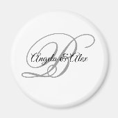 Schwarzes und hellgraues elegantes Skript-Monogram Magnet (Vorne)