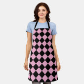 Schwarzes und hellrosa Chevron-Muster Stylisch Schürze (Getragen)