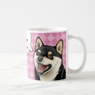 Schwarzes und japanische Hunde TANs Shiba Inu sind Kaffeetasse
