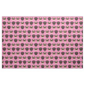 Schwarzes und Kitz-Mops-Kopf-Gewebe auf Rosa Stoff (Fat Quarter (45,7 x 55,9 cm))