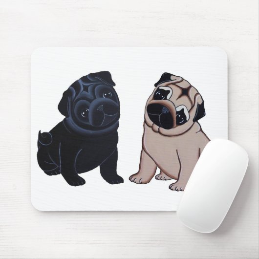 Schwarzes und Kitz-Mops-Welpen-Mausunterlage Mousepad (Mit Mouse)