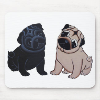Schwarzes und Kitz-Mops-Welpen-Mausunterlage Mousepad