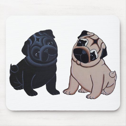 Schwarzes und Kitz-Mops-Welpen-Mausunterlage Mousepad (Vorne)