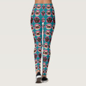Schwarzes und Kitz-Möpse im Kreis-Muster Leggings (Rückseite)