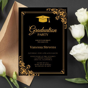 Schwarzes und klassisches Graduierungsoberflächen- Einladung