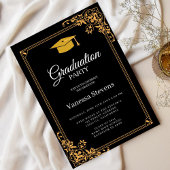 Schwarzes und klassisches Graduierungsoberflächen- Einladung