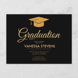 Schwarzes und klassisches Graduierungsoberflächen- Einladungspostkarte