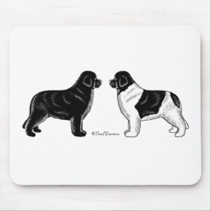 Schwarzes und Landseer Neufundland Hund Mousepad