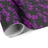 Schwarzes und Lila Blumenmuster Geschenkpapier (Rolleneckpunkt)