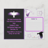 Schwarzes und Lila Crow Halloween Einladungspostkarte (Rückseite)