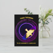 Schwarzes und Lila Crow Halloween Folie Einladungspostkarte (Stehend vorne)