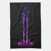 Schwarzes und Lila Drachenrauchen Geschirrtuch (Vertikal)