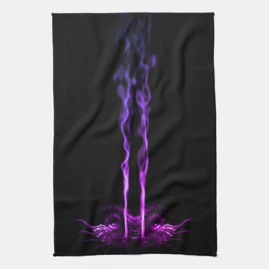 Schwarzes und Lila Drachenrauchen Geschirrtuch (Vertikal)