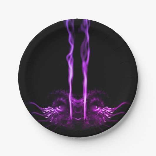 Schwarzes und Lila Drachenrauchen Pappteller (Vorderseite)