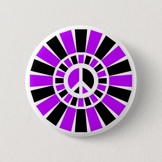 SCHWARZES UND LILA FRIEDENSzeichen Button (Vorderseite)