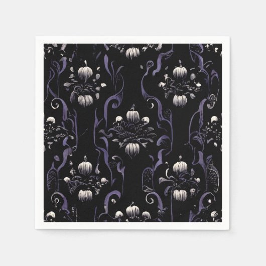 Schwarzes und Lila Gotisches Muster #5 | Paper Nap Serviette (Vorderseite)