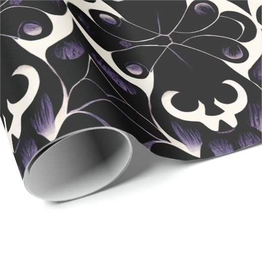 Schwarzes und Lila Gotisches Muster Nr. 2: Wrappin Geschenkpapier (Rolleneckpunkt)