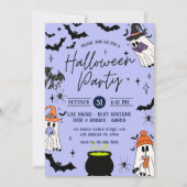 Schwarzes und Lila Halloween-Party laden ein Einladung (Vorderseite)