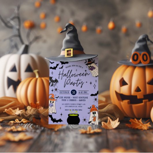 Schwarzes und Lila Halloween-Party laden ein Einladung