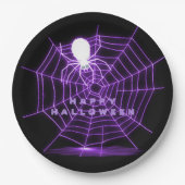 Schwarzes und Lila Halloween-Spiegelefon Pappteller (Vorderseite)