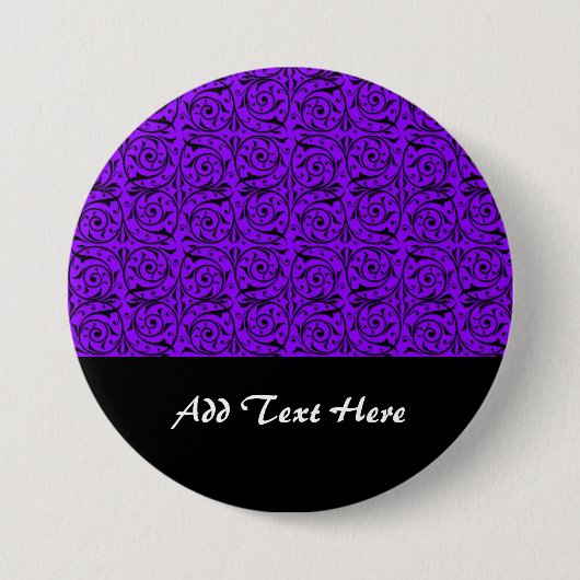 Schwarzes und Lila Wirbles Muster Button (Vorderseite)