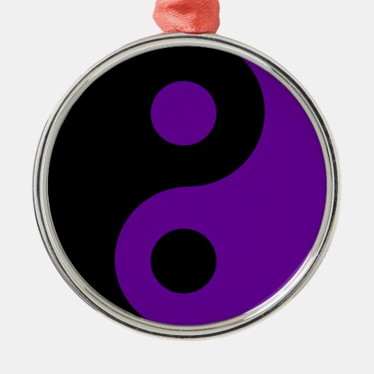 Schwarzes und Lila Yin Yang-Symbol Silbernes Ornament (Vorne)