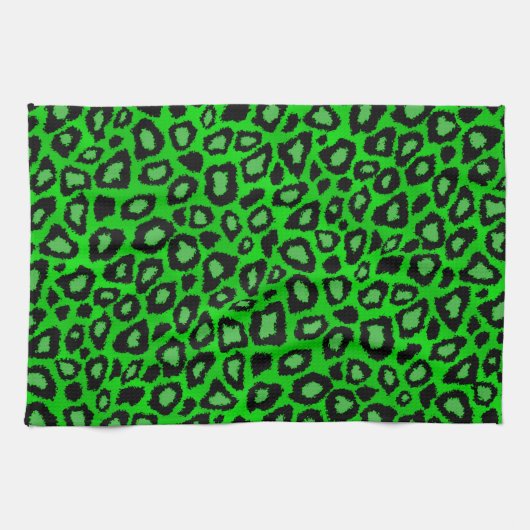 Schwarzes und Limoner grüner Leopard-Tierdruck Küchentuch (Horizontal)