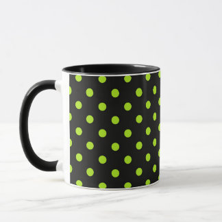 Schwarzes und Limoner grüner Polka-Punkt Tasse