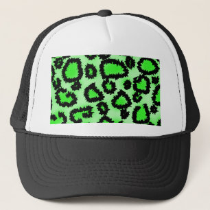 Schwarzes und Limones grünes Leopard-Druck-Muster Truckerkappe