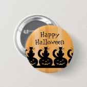 Schwarzes und orange glückliches Halloween-Button Button (Vorne & Hinten)