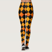 Schwarzes und orange Muster Halloweens Leggings (Rückseite)