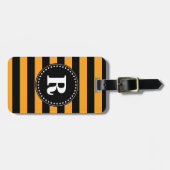 Schwarzes und orange Streifenmuster Gepäckanhänger (Vorderseite horizontal)