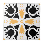 Schwarzes und orangefarbenes Muster Fliese (Vorderseite)