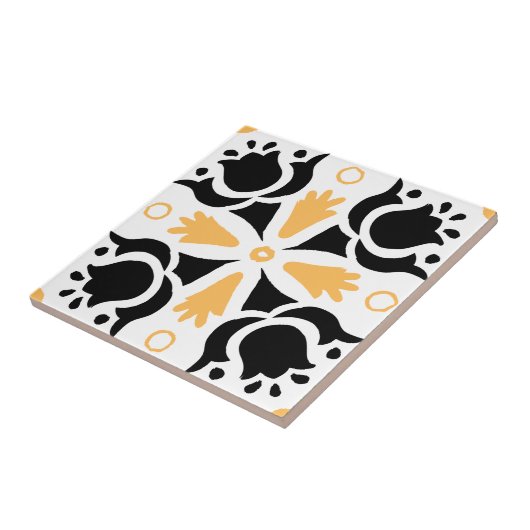 Schwarzes und orangefarbenes Muster Fliese (Seite)