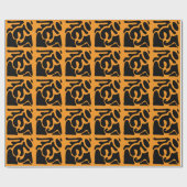 Schwarzes und orangefarbenes Muster Geschenkpapier (Flach)