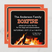 Schwarzes und orangefarbenes Party Einladung (Vorne/Hinten)