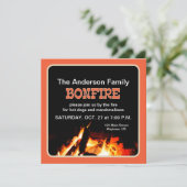 Schwarzes und orangefarbenes Party Einladung (Stehend Vorderseite)