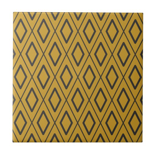 Schwarzes und oranges dynamisches geometrisches Mu Fliese (Vorderseite)