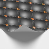Schwarzes und oranges Leder-Muster mit Edelstein-O Geschenkpapier (Ecke)