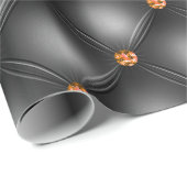 Schwarzes und oranges Leder-Muster mit Edelstein-O Geschenkpapier (Rolleneckpunkt)